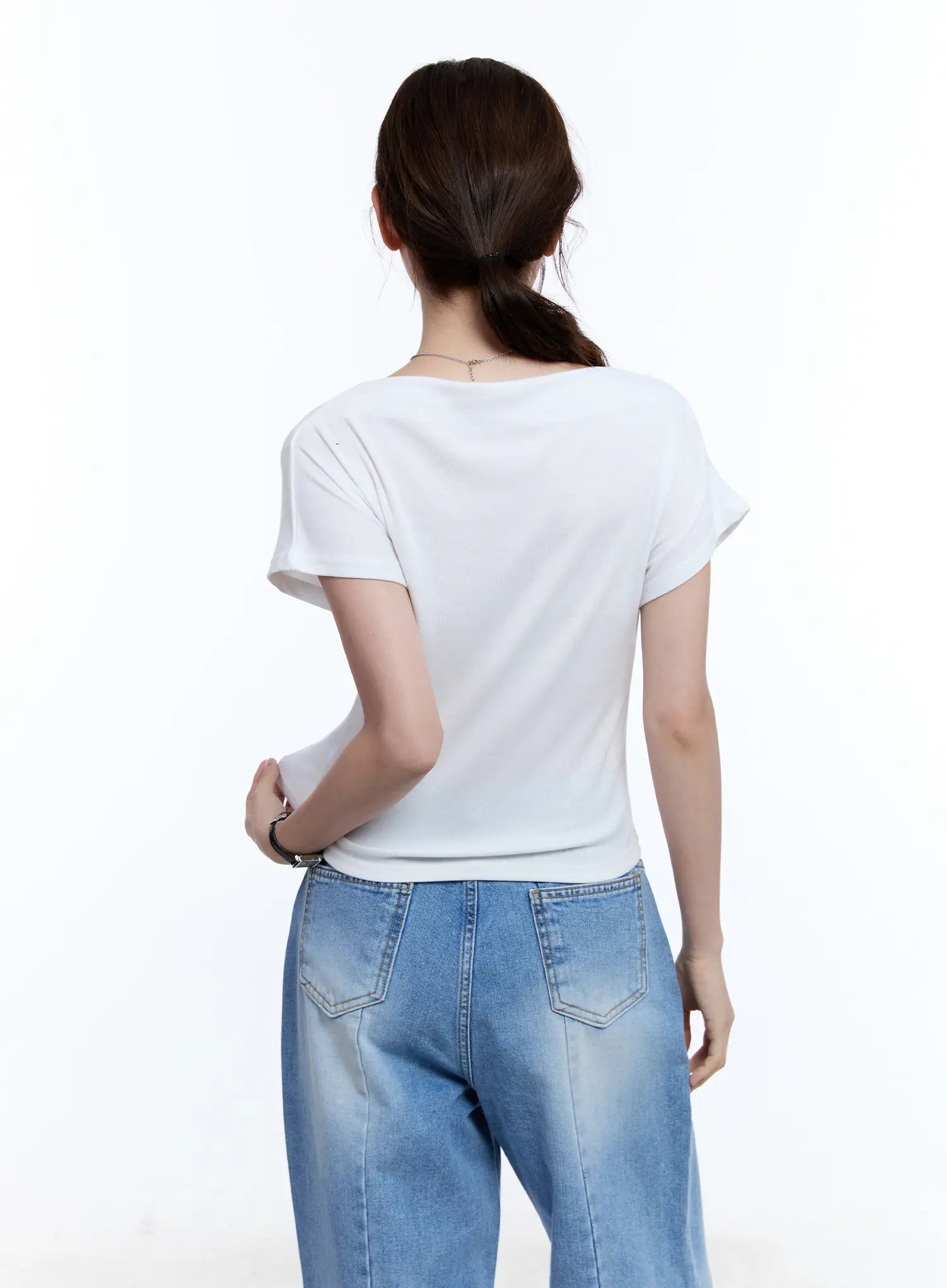 Cozy Boat-Neck Short Sleeve Tee CU513