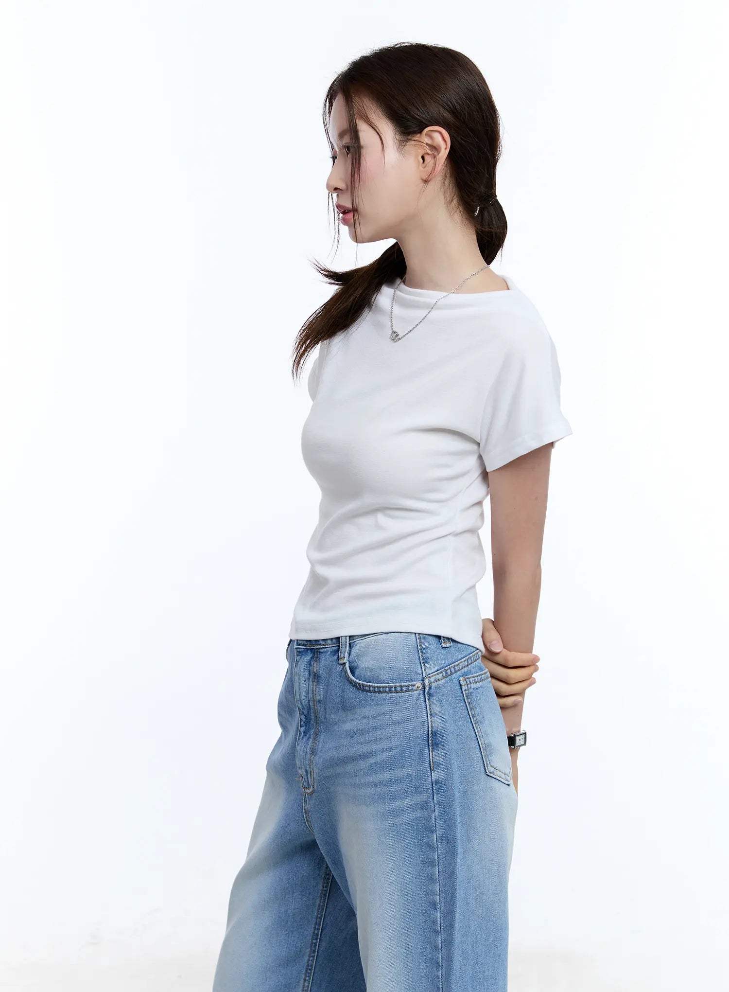 Cozy Boat-Neck Short Sleeve Tee CU513
