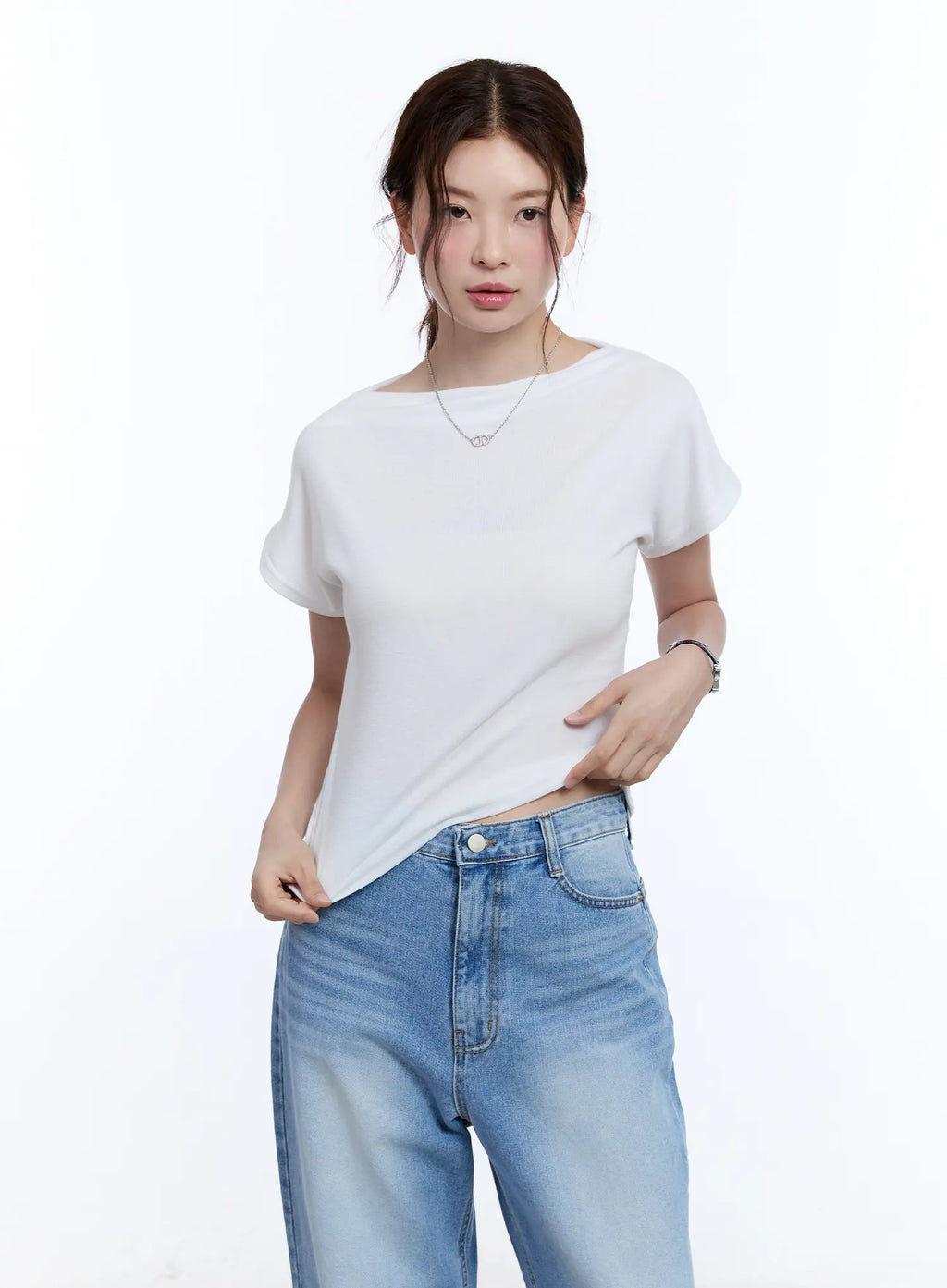 Cozy Boat-Neck Short Sleeve Tee CU513