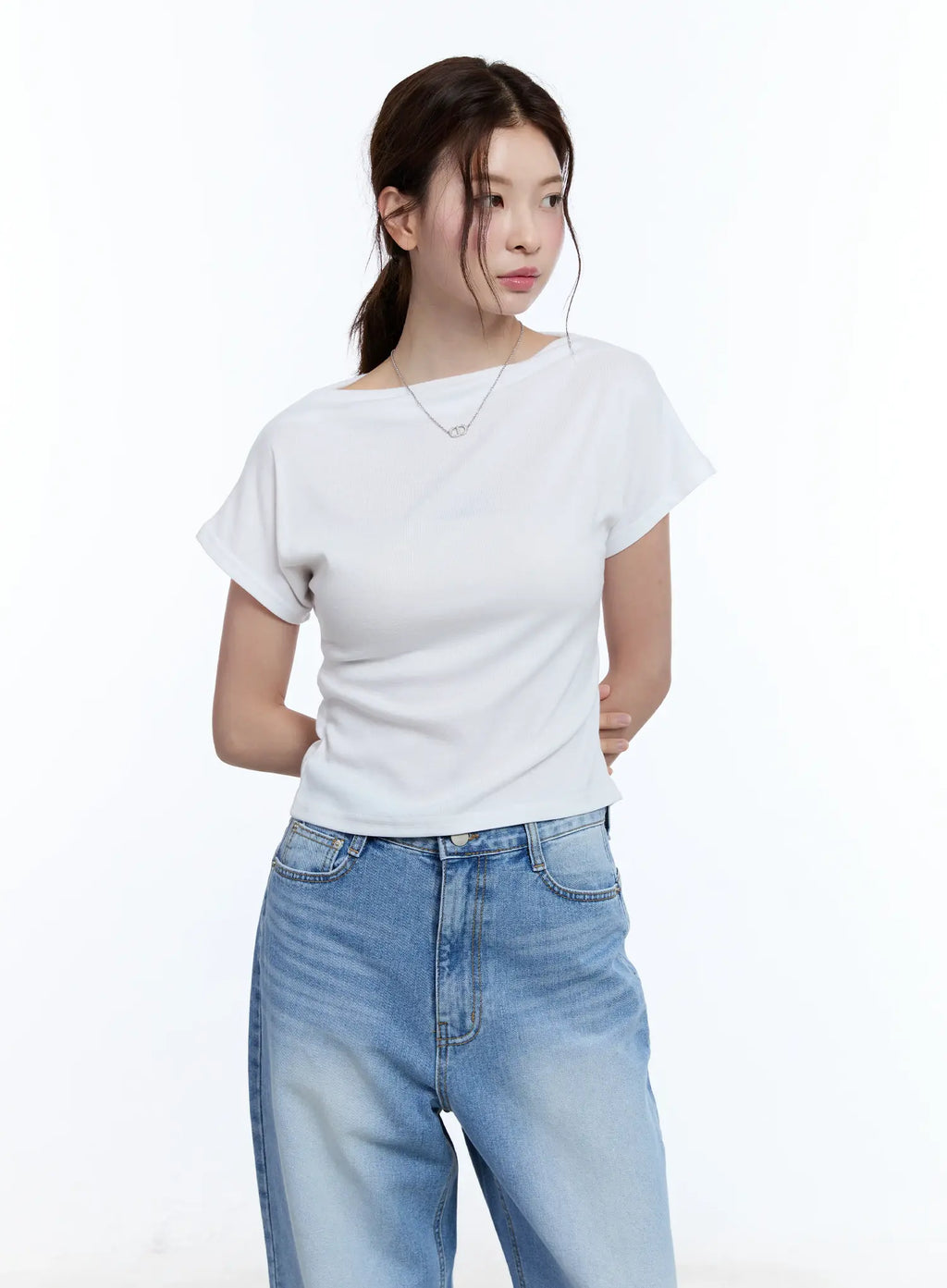 Cozy Boat-Neck Short Sleeve Tee CU513