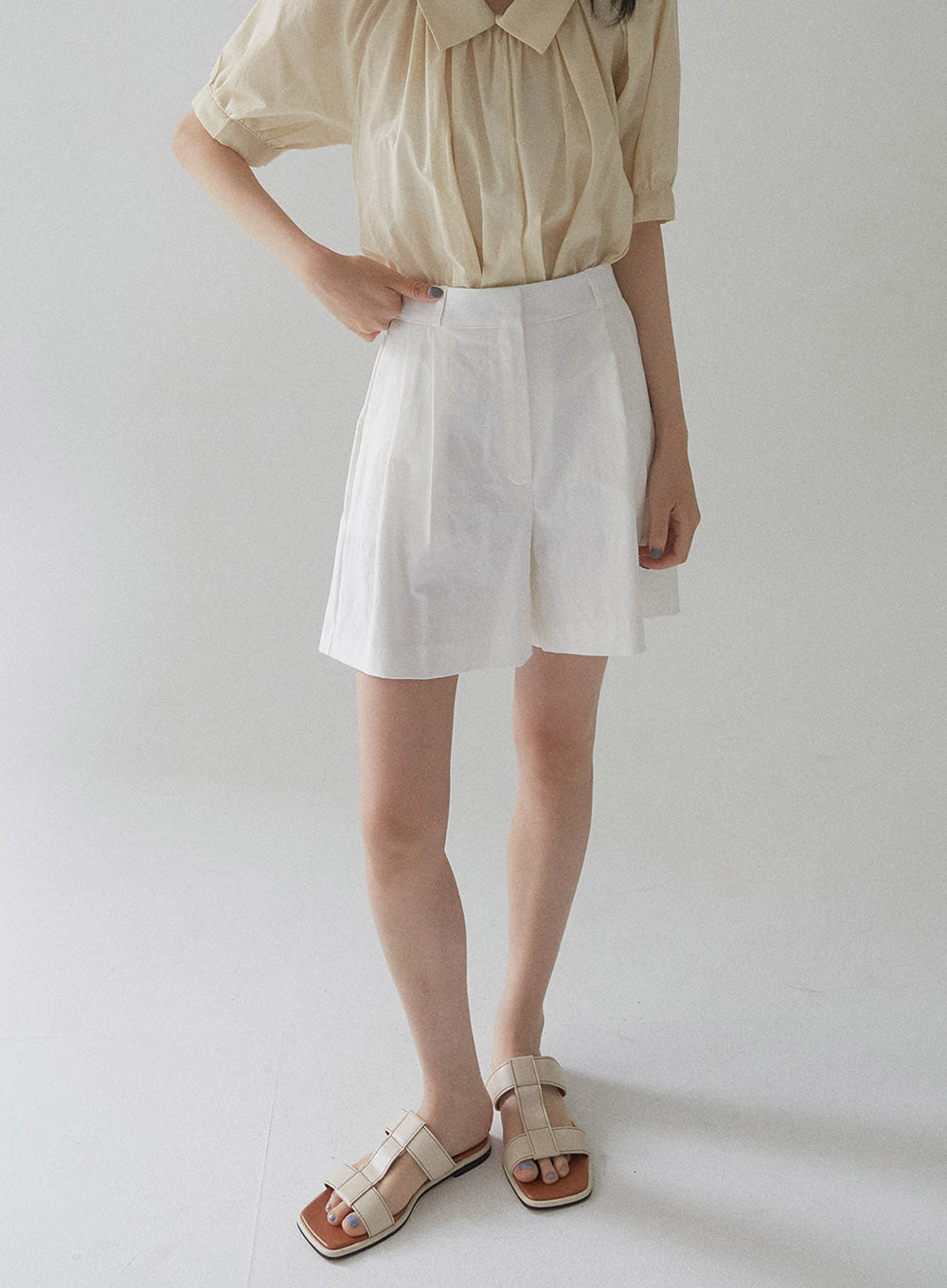 Cotton Pintuck Half Pants