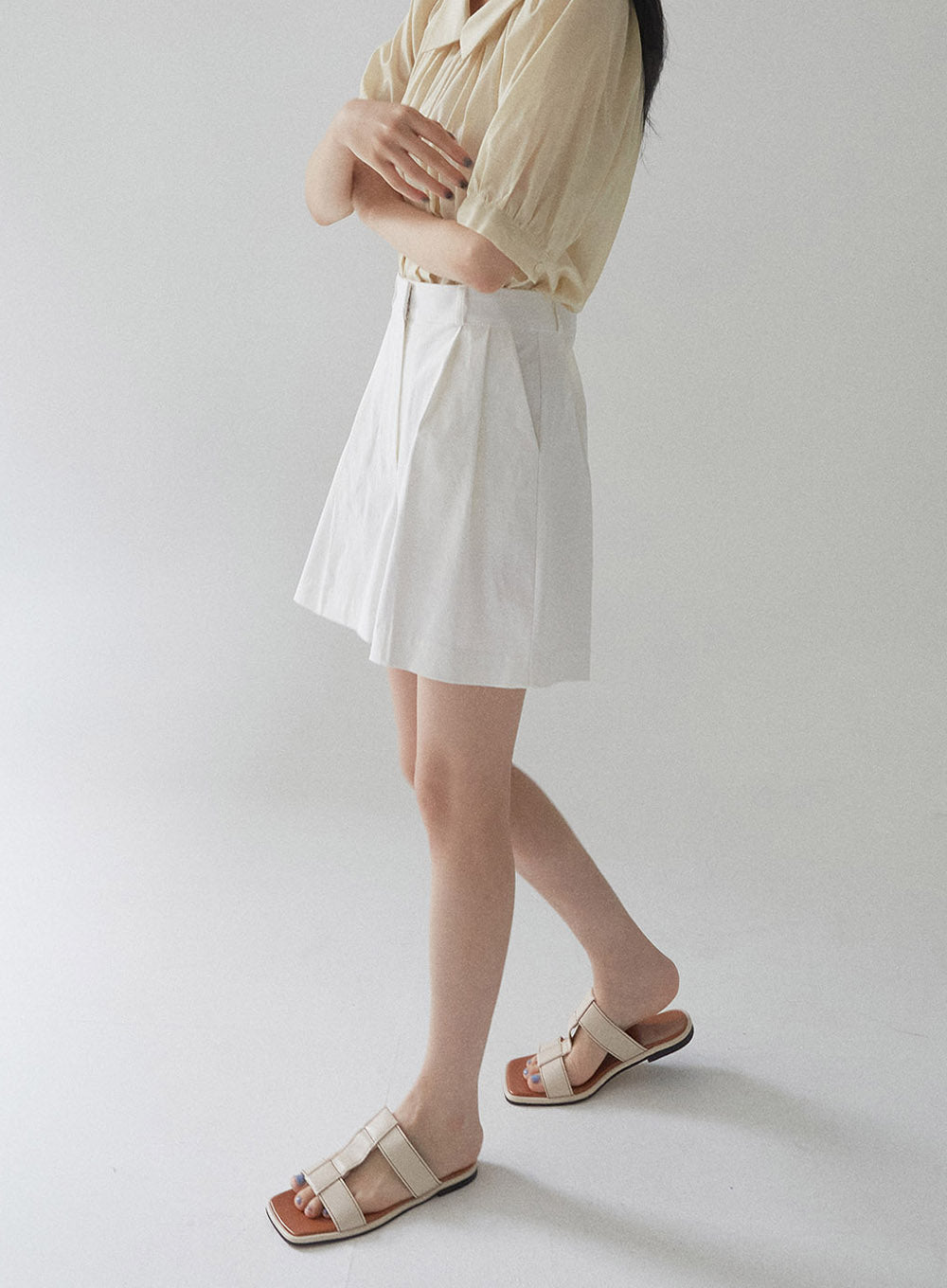 Cotton Pintuck Half Pants