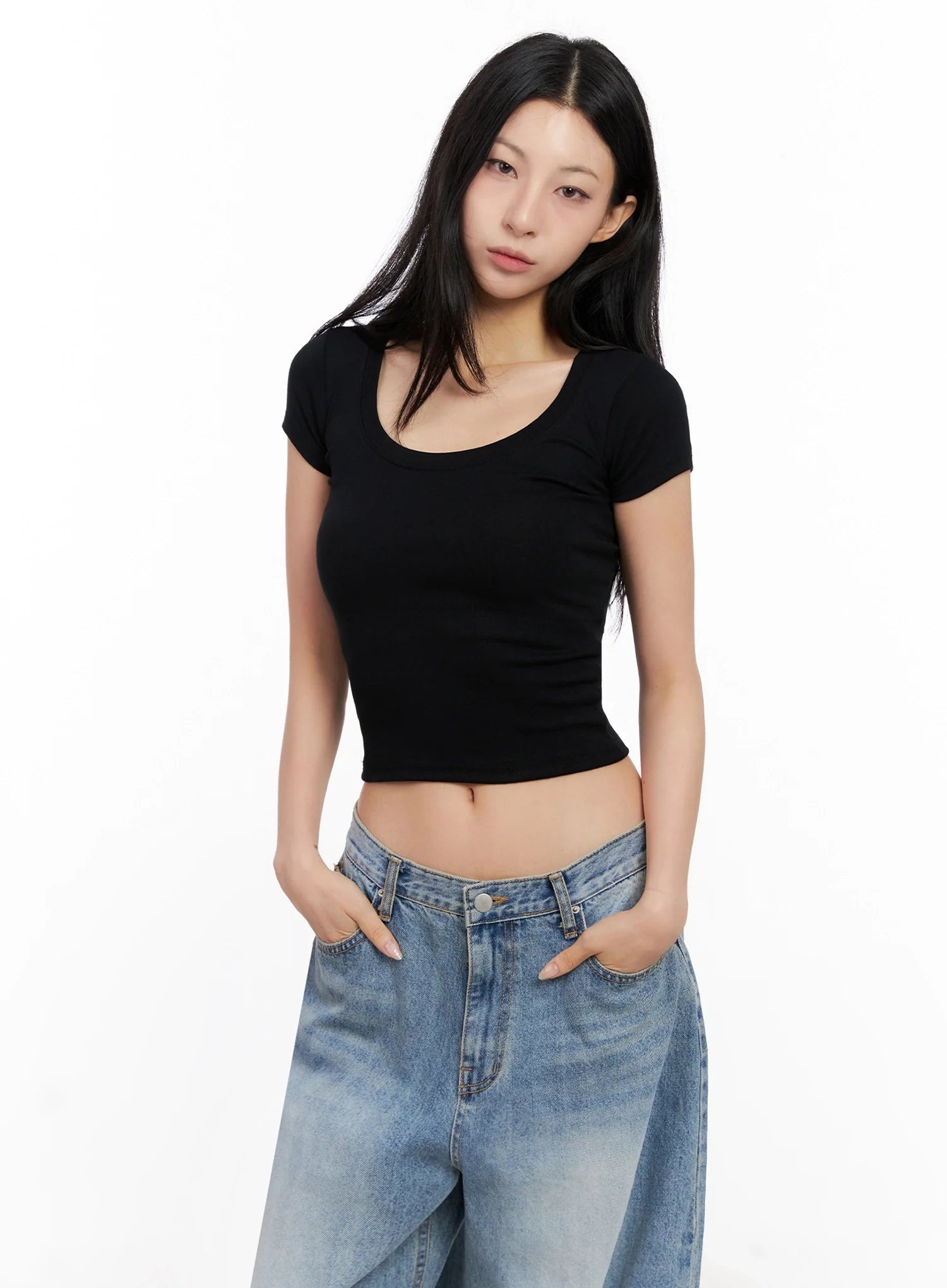 Basic Ribbed Cropped Tee IG508