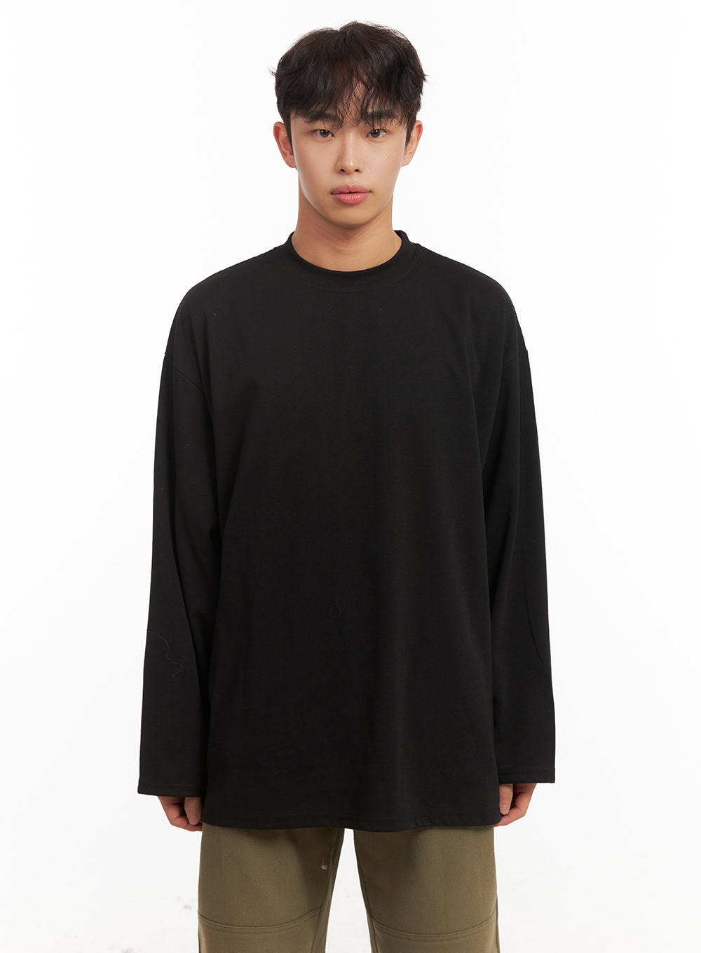 Men's Long-Sleeve Oversized Tee (Black) ID431