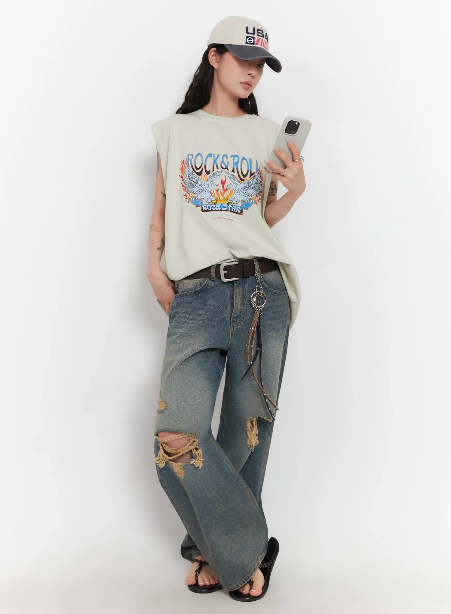 Rock & Roll Graphic Sleeveless Top  IC503