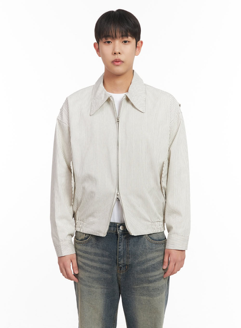 Men's Cotton Striped Zip-Up Jacket IM517