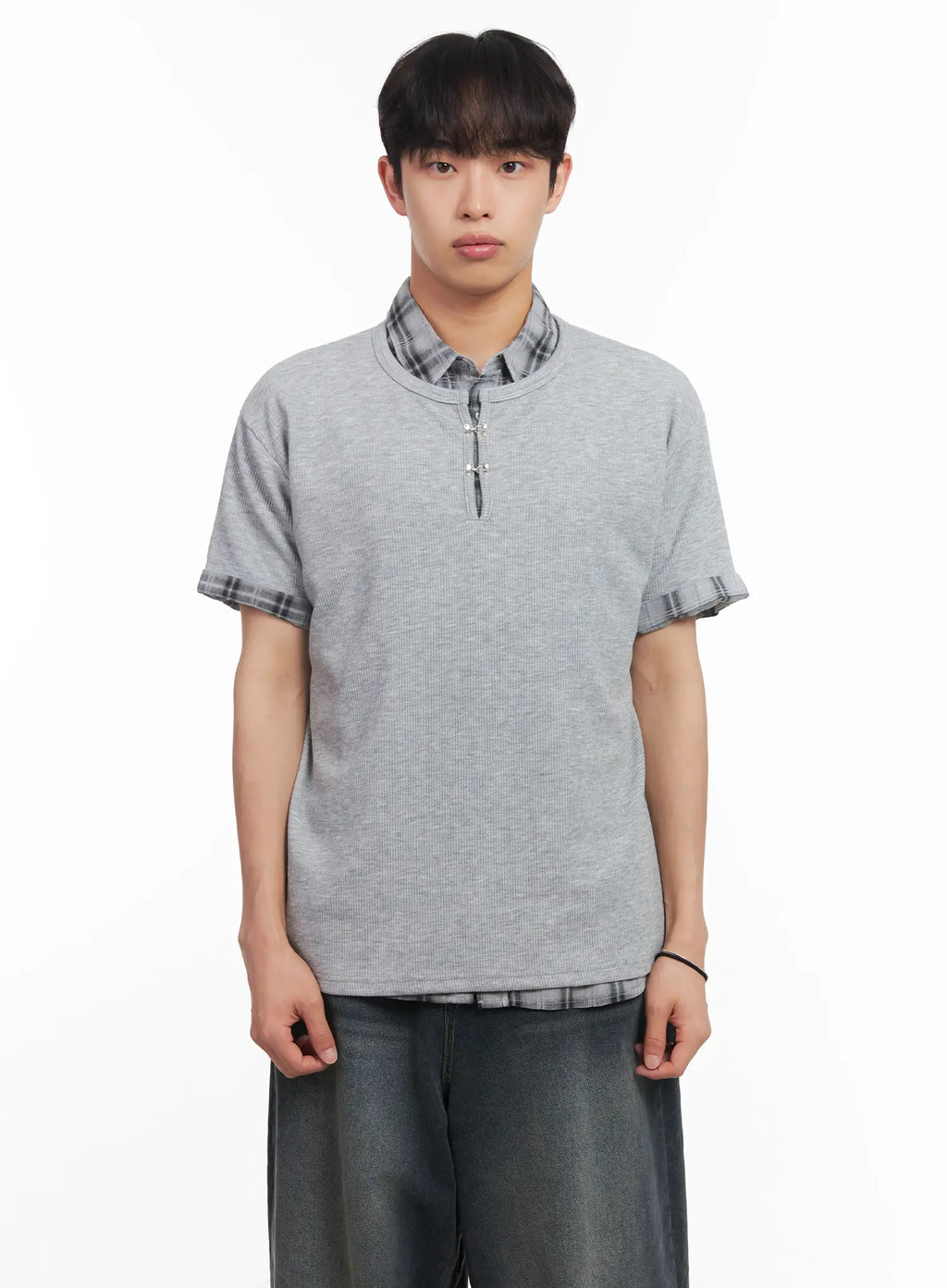 Men's Henley Neck Short-Sleeve Tee IU519