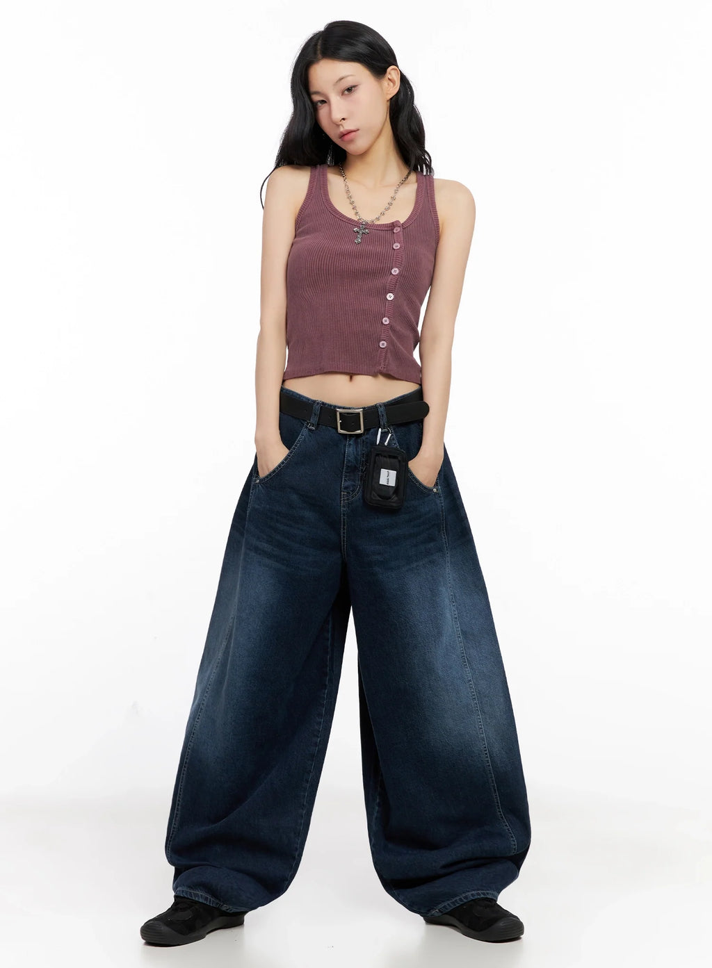 Ribbed Button-Up Tank Top IG508