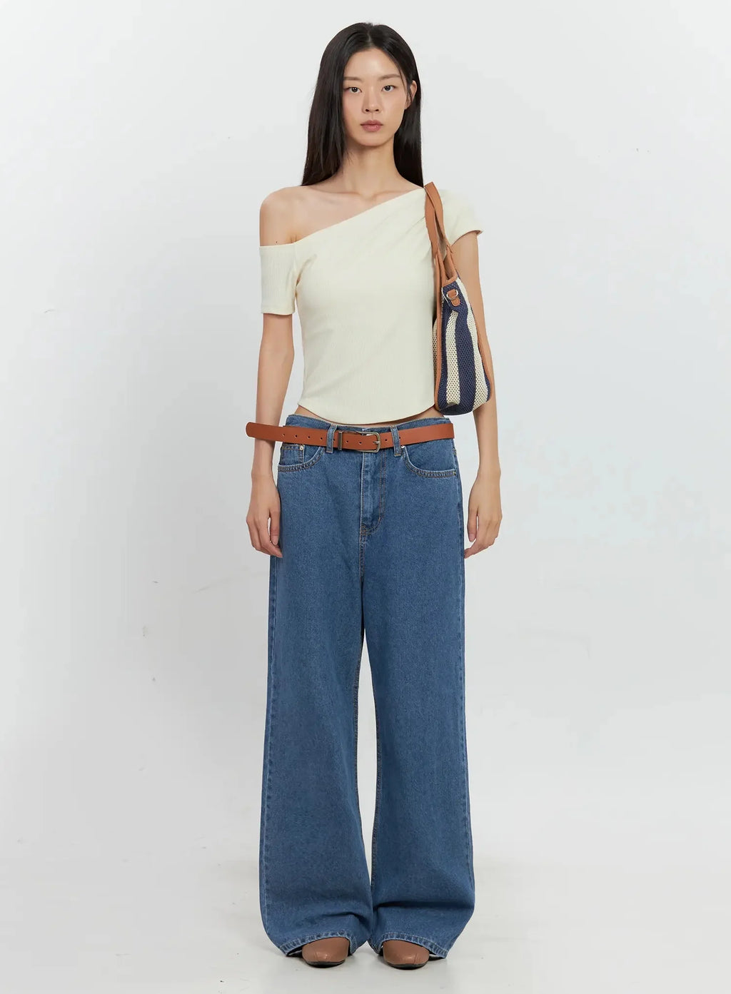 Asymmetric Ribbed Short-Sleeve IL528