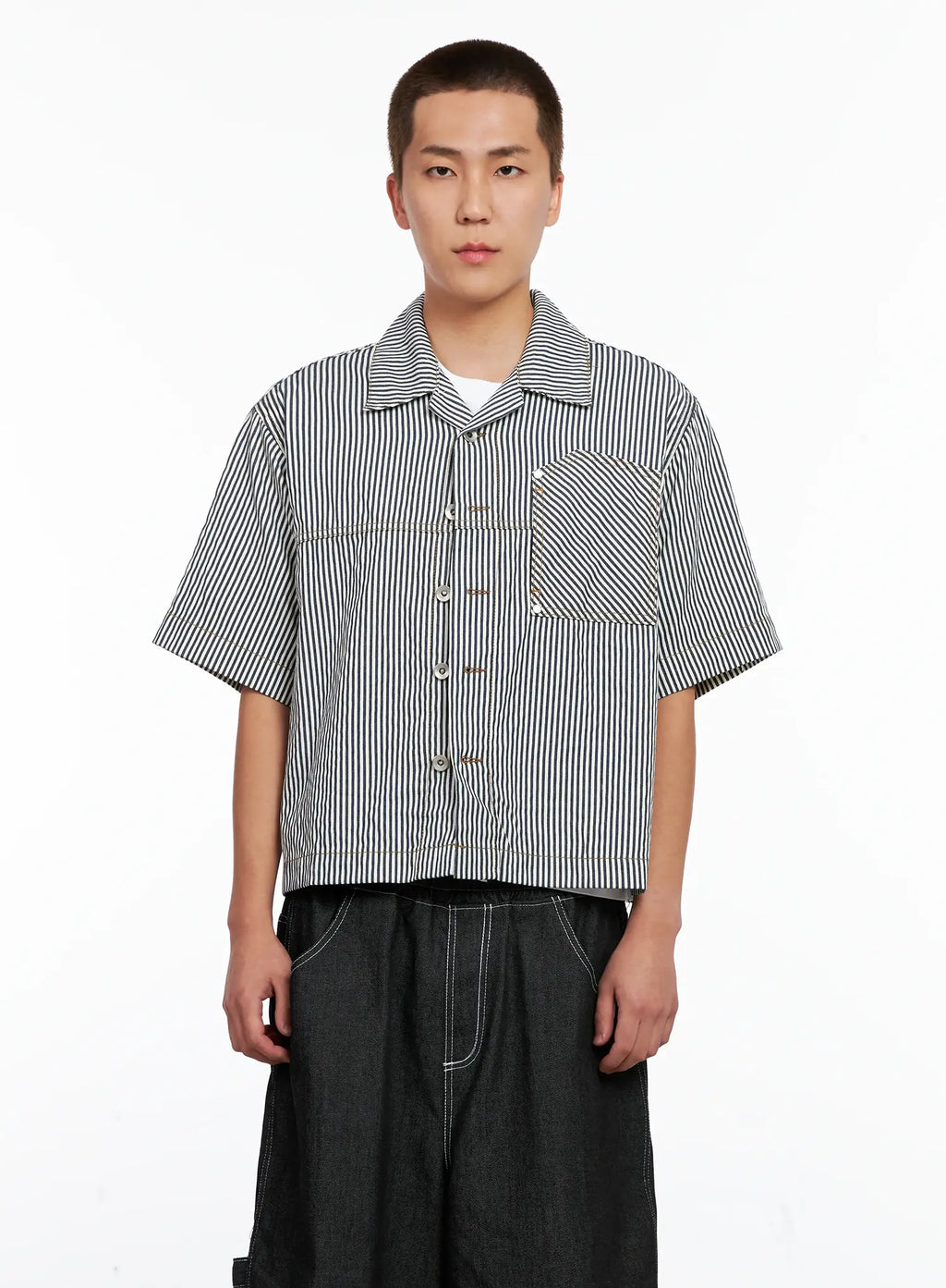 Men's Striped Cropped Jacket IG508