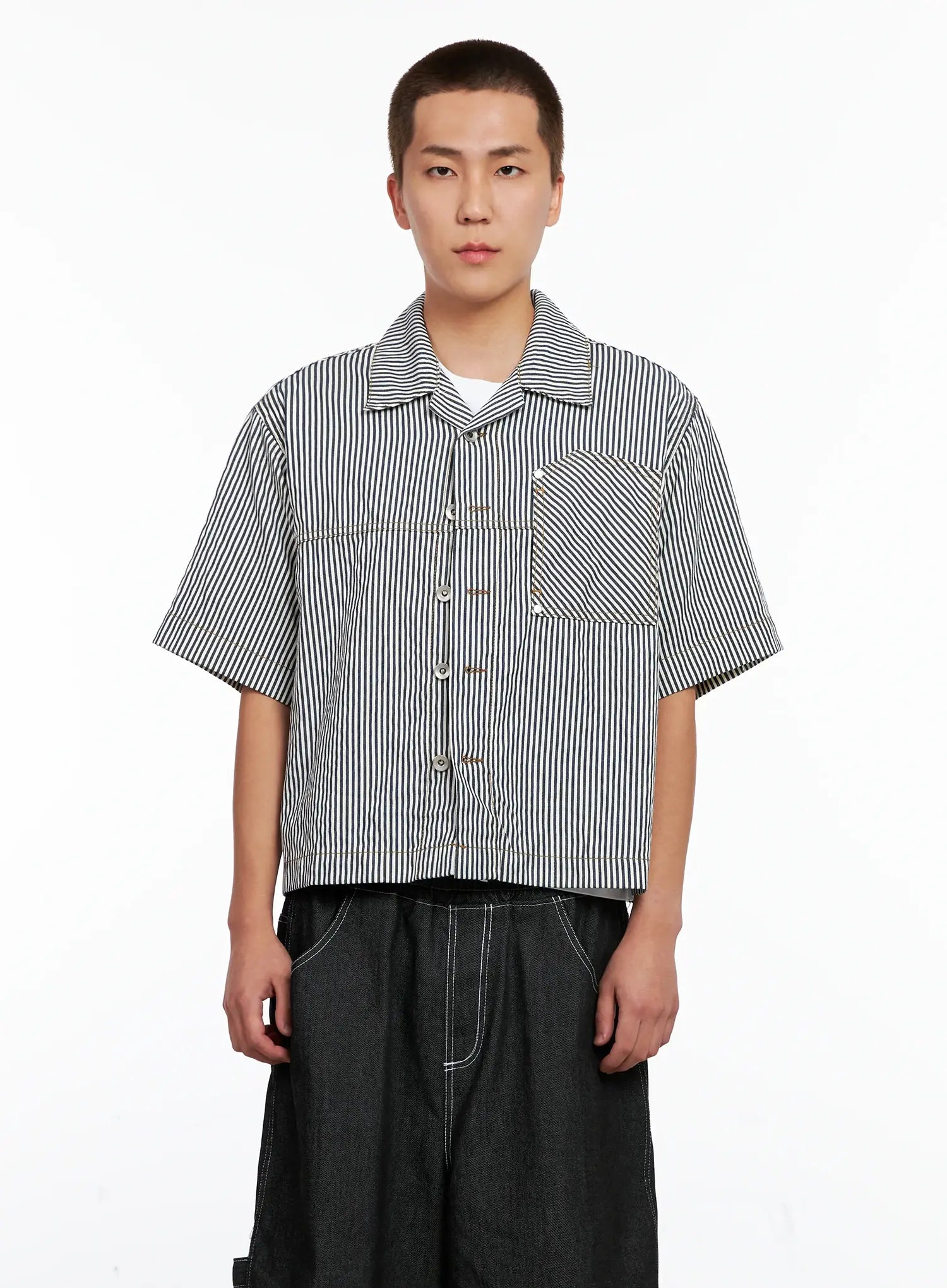 Men's Striped Cropped Jacket IG508