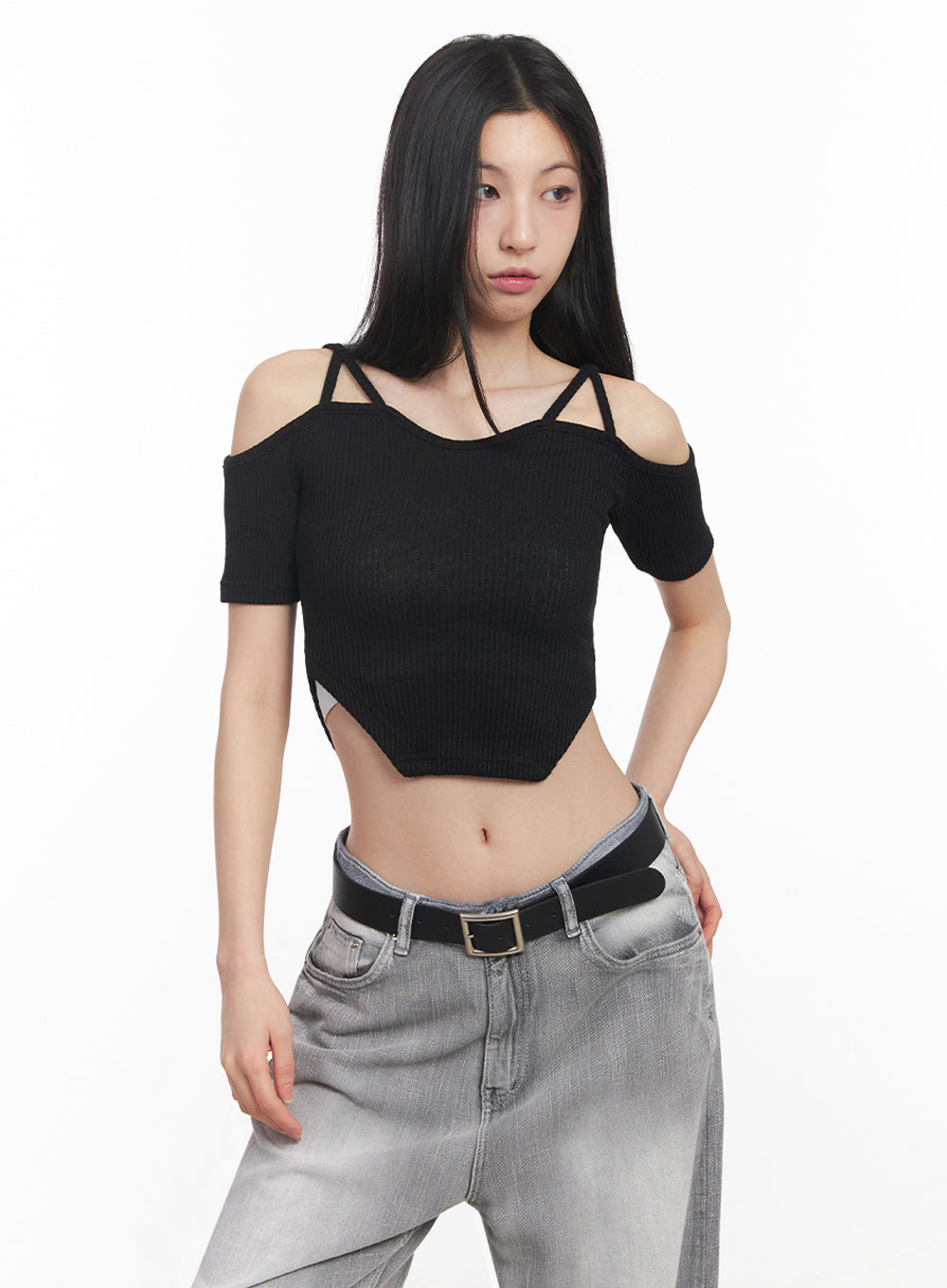 Strappy Off-Shoulder Crop Top IY516