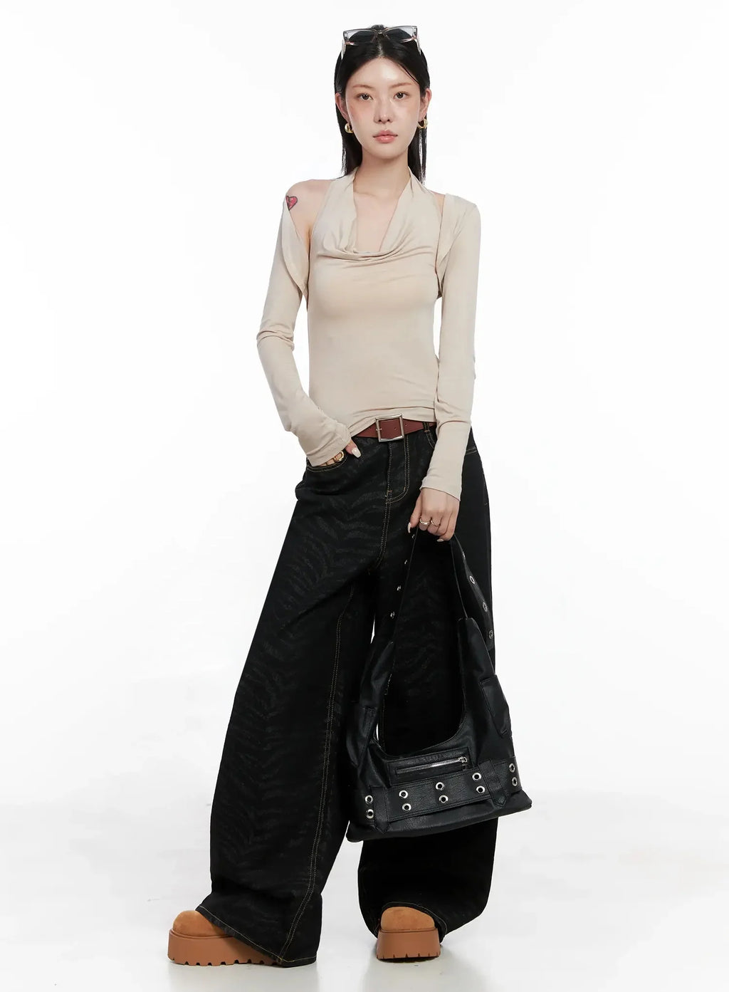 Cowl Neck Top Bolero Set IS508