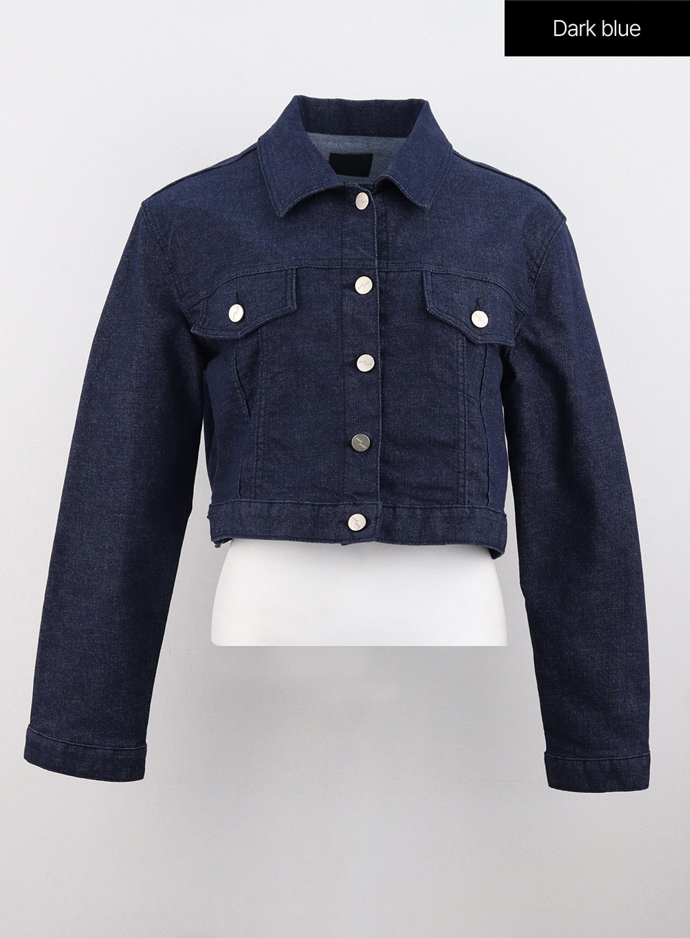 Buttoned Denim Crop Jacket IS315