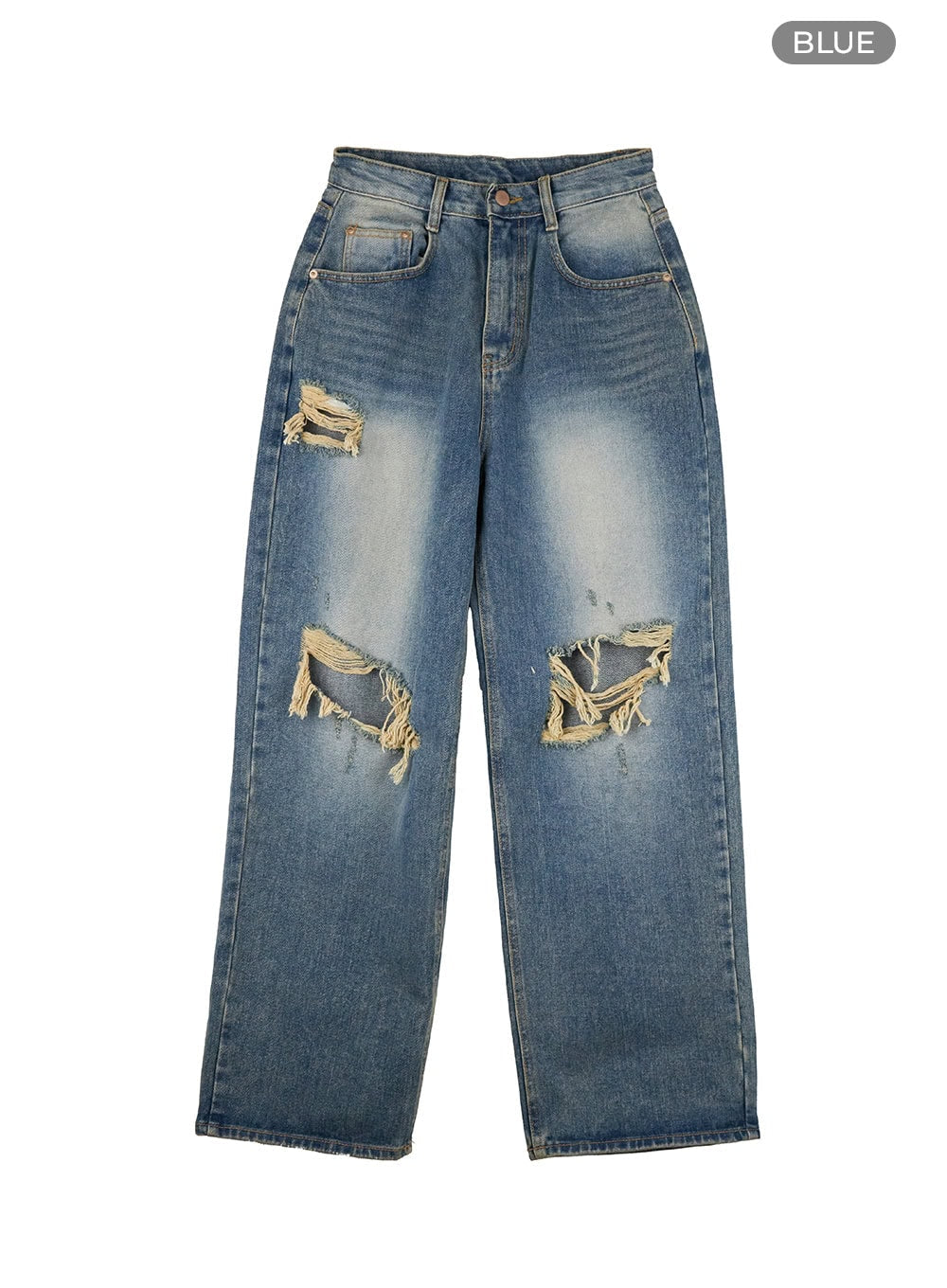 Vintage Washed Distressed Baggy Jeans IY422