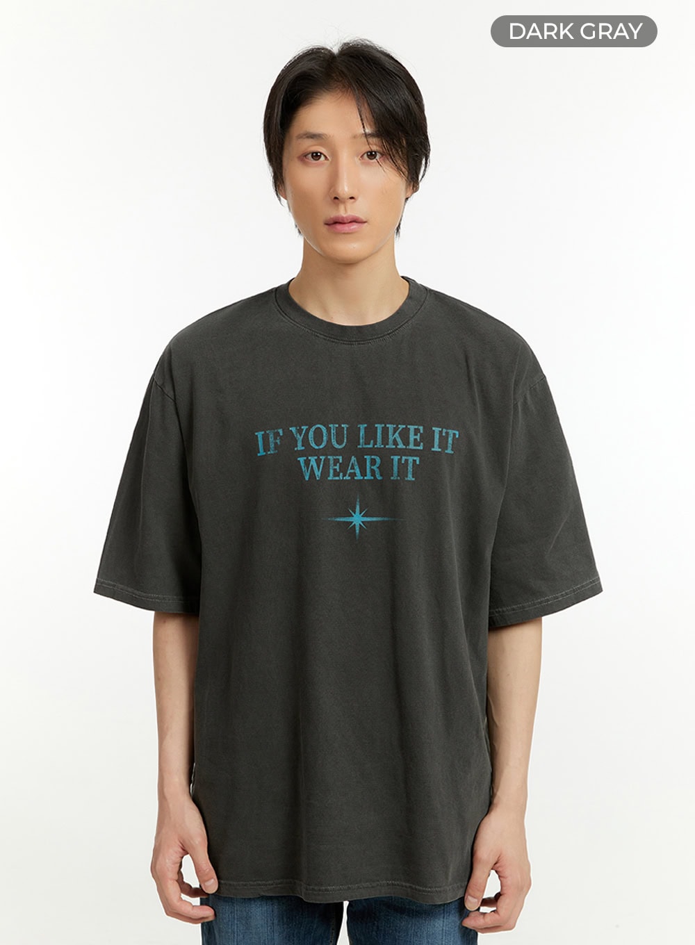 Men's Washed Lettering T-Shirt IL418