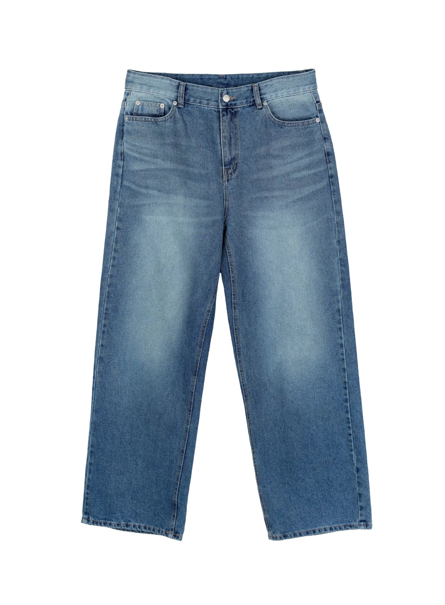 Men's Wide-Leg Washed Denim Jeans IG511
