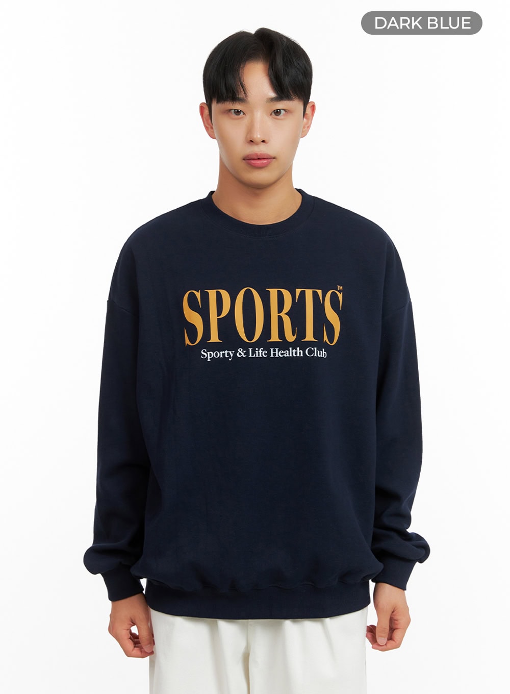 Men's Graphic Lettering Crewneck Sweatshirt (Dark Blue) IU414