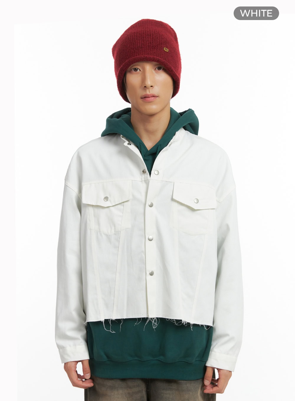 Men's Cotton Buttoned Trucker Jacket IO402