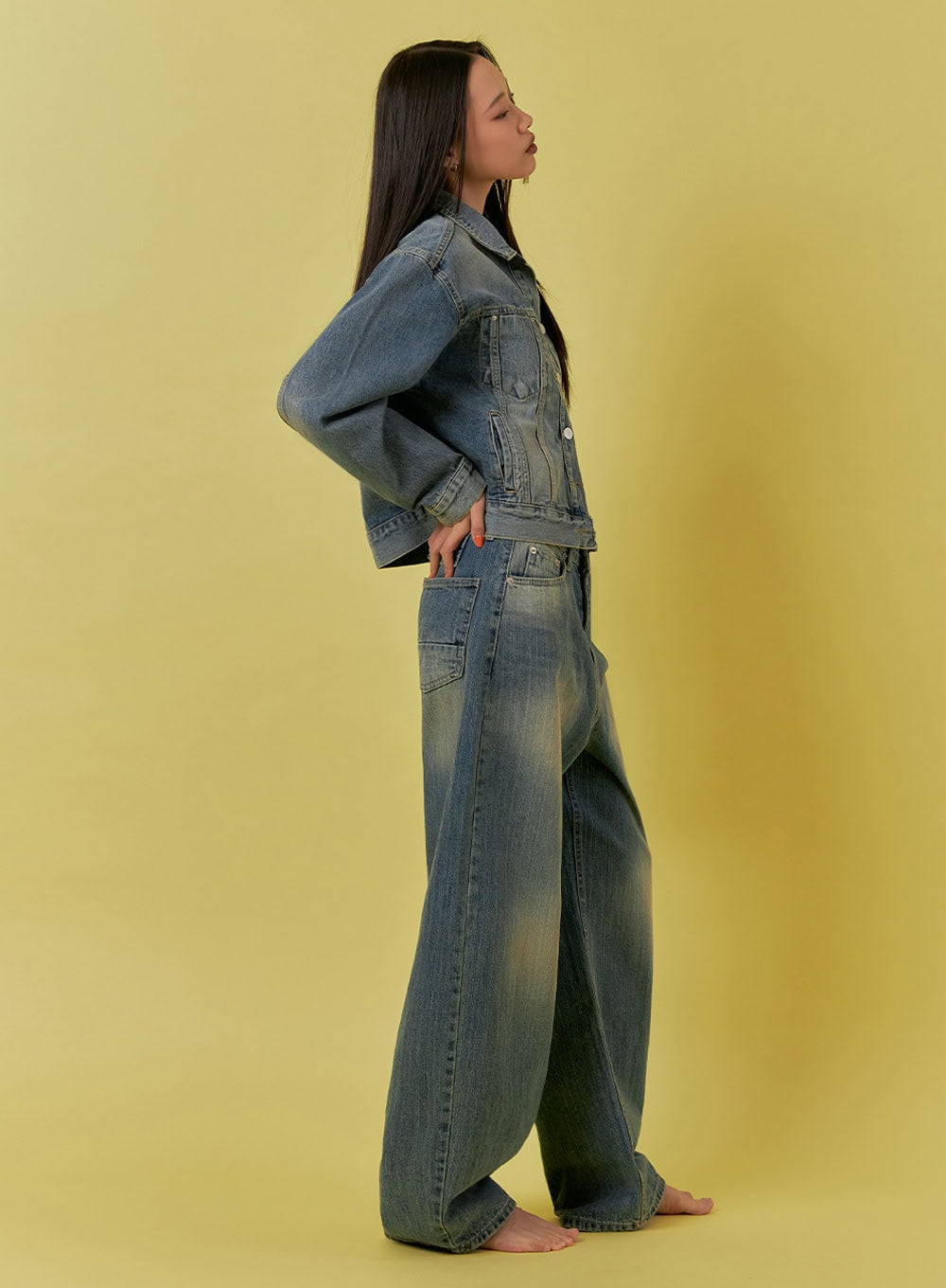 Sharon Washed Wide-Fit Baggy Jeans IA507