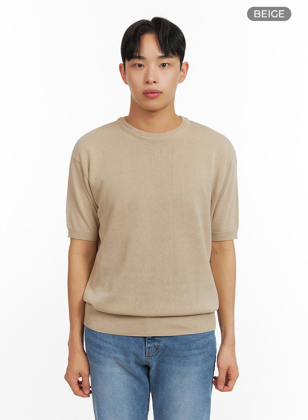 Men's Round Neck Knit T-Shirt IU412