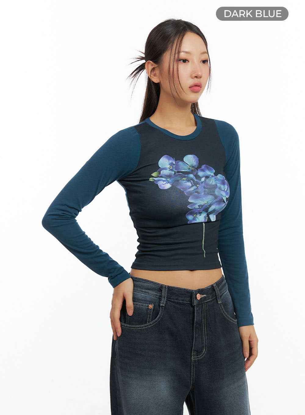 Flower Graphic Bliss Long Sleeve Top IS402