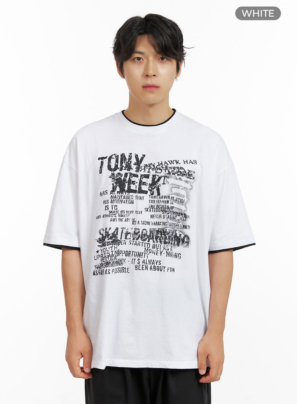 Men's Double Layer Graphic T-Shirt IG409