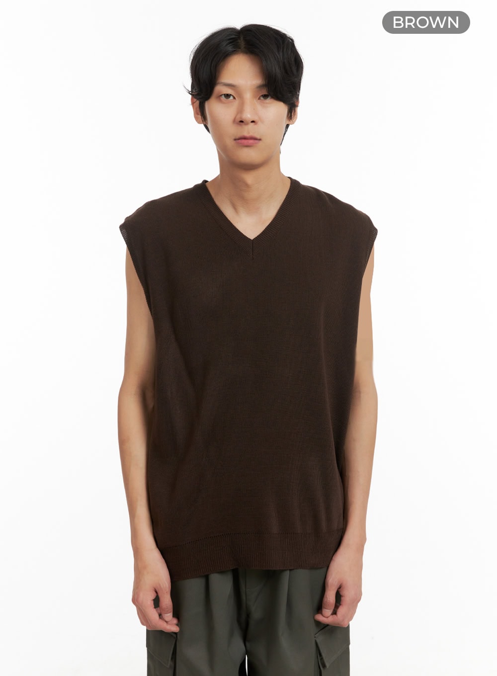 Men's Classic V-Neck Knit Vest (Brown) IY410