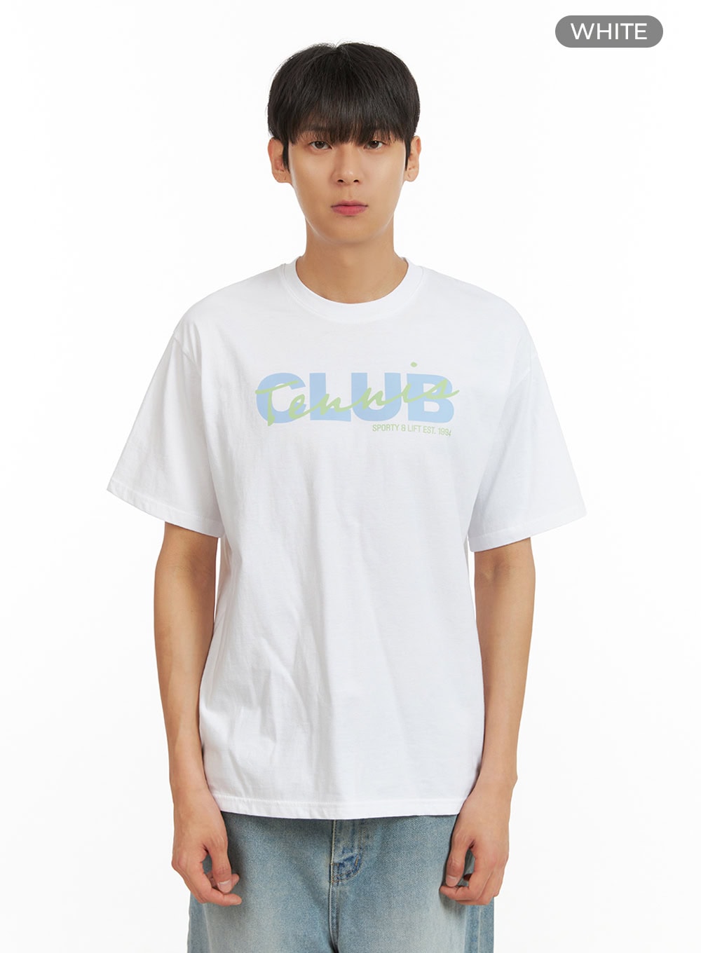 Men's Lettering Round Neck T-Shirt (White) IU419