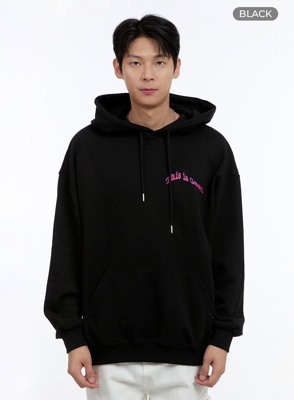 Men's Lettering Oversize Hoodie (Black) IG428