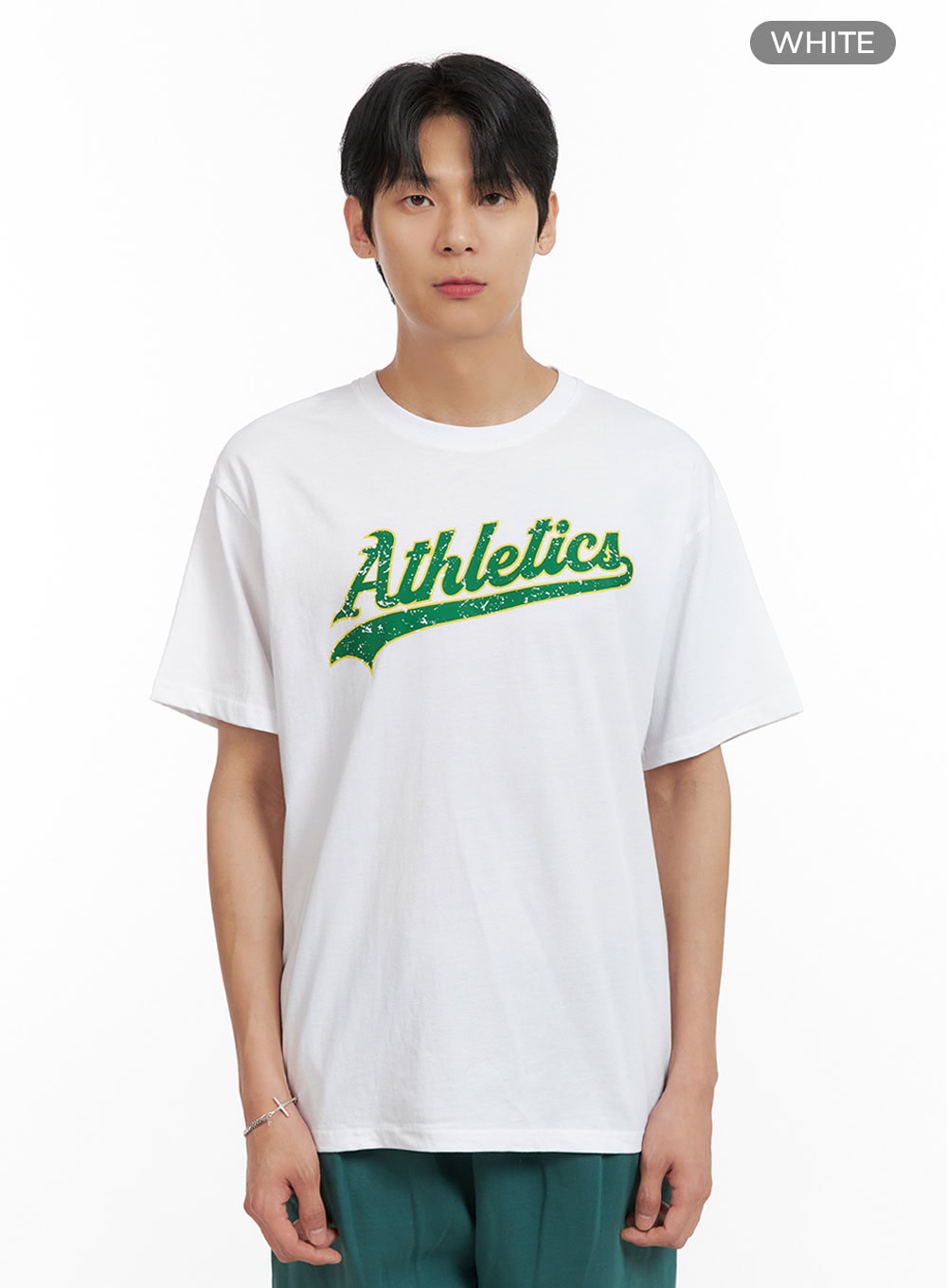 Men's Round Neck Graphic Cotton Tee IL404