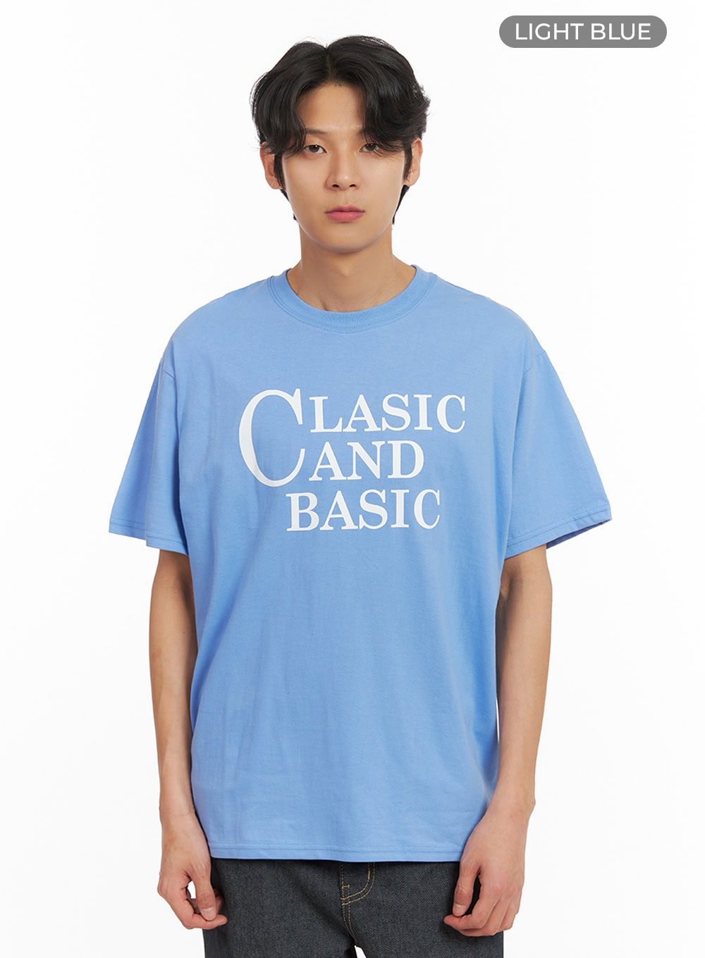 Men's Graphic Lettering Tee (Light Blue) IY424