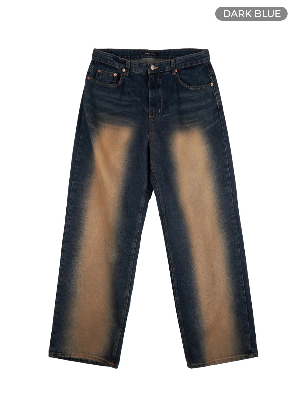 Men's Brown Washed Wide Denim Jeans IO402