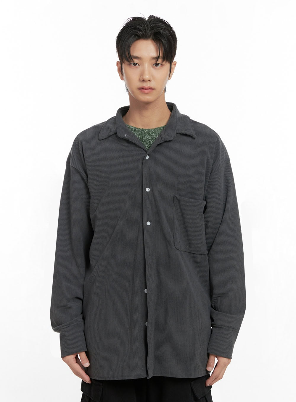 Men's Corduroy Collared Button-Up Shirt ID413