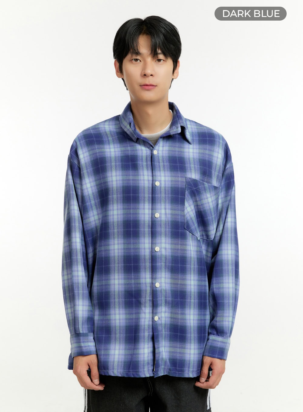 Men's Checkered Buttoned Collar Shirt IL412