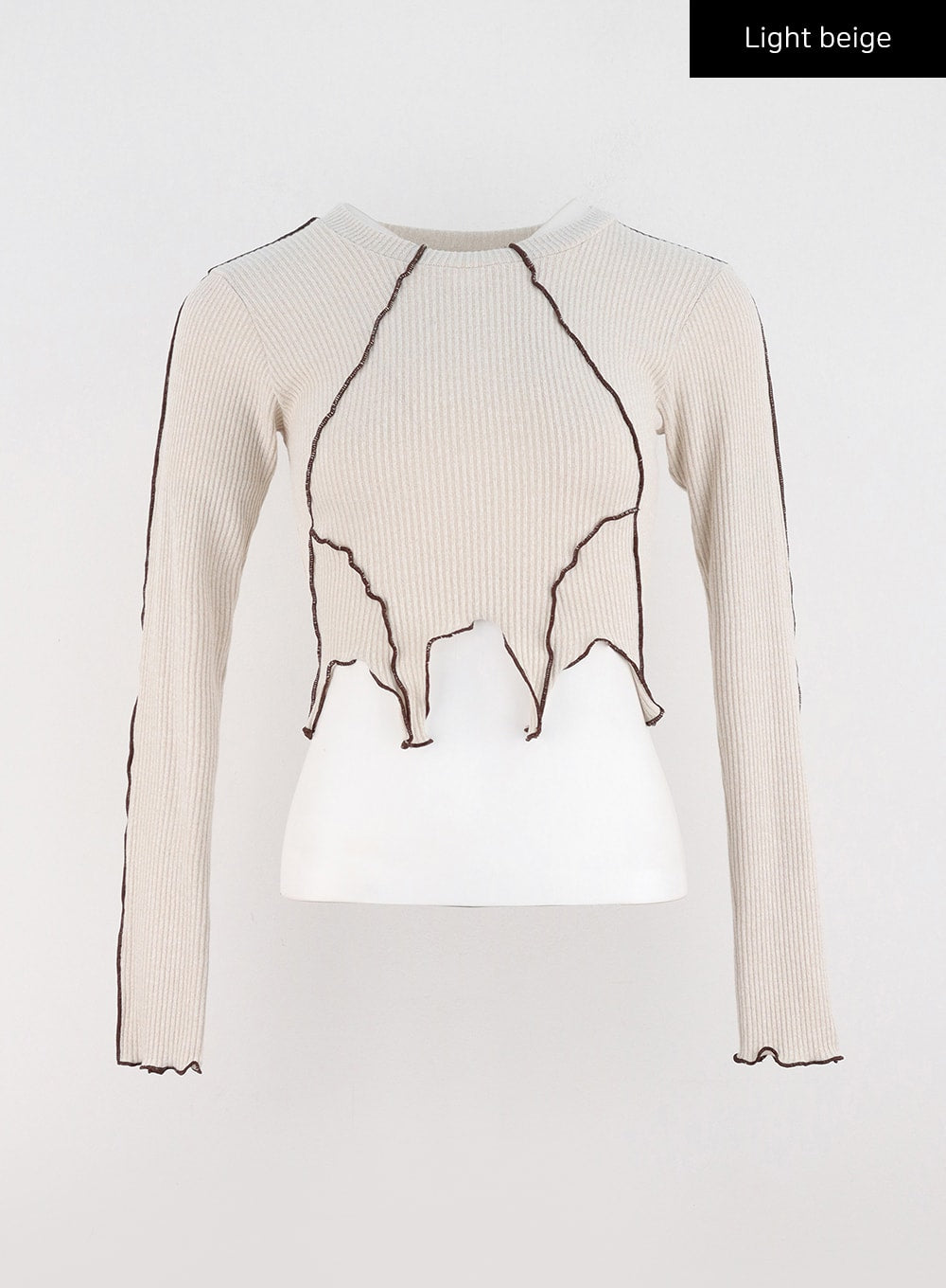 Wavy Hem Ribbed Crop Top IO324