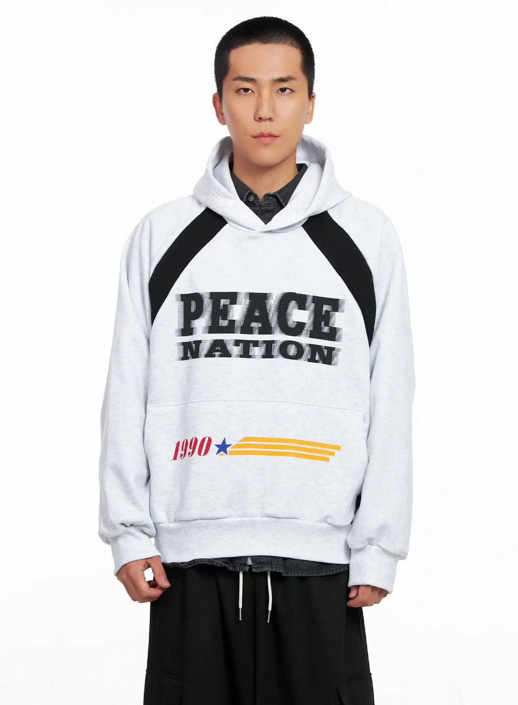 Men's Raglan Graphic High Neck Hoodie IS510