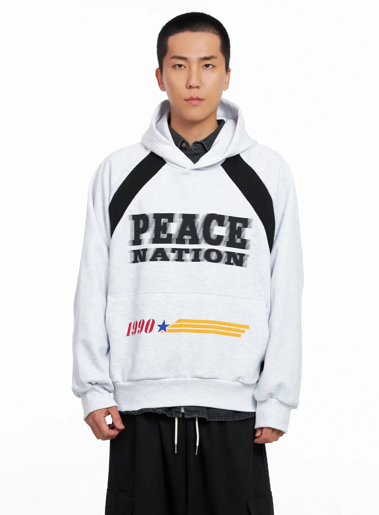 Men's Raglan Graphic High Neck Hoodie IS510