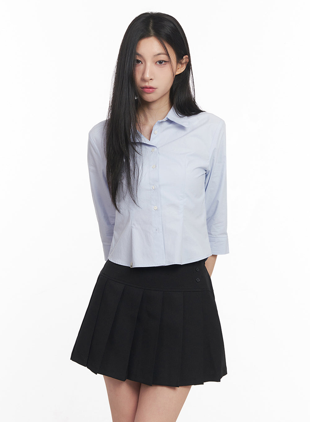 Half-Sleeve Slim-Fit Collared Shirt IY516
