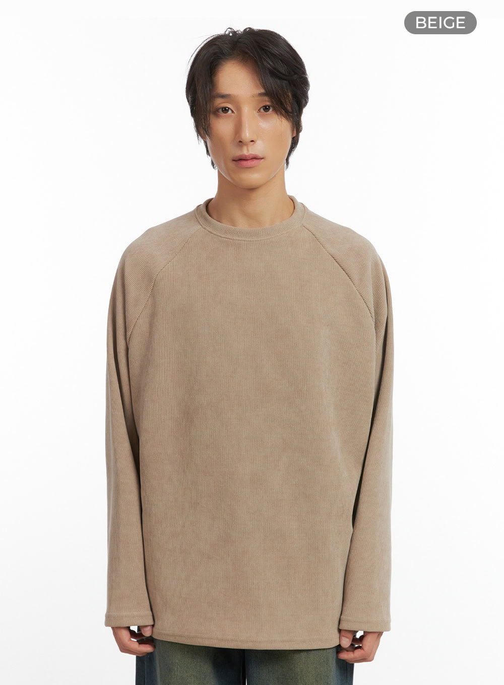 Men's Ribbed Raglan Long Sleeve Tee IO402