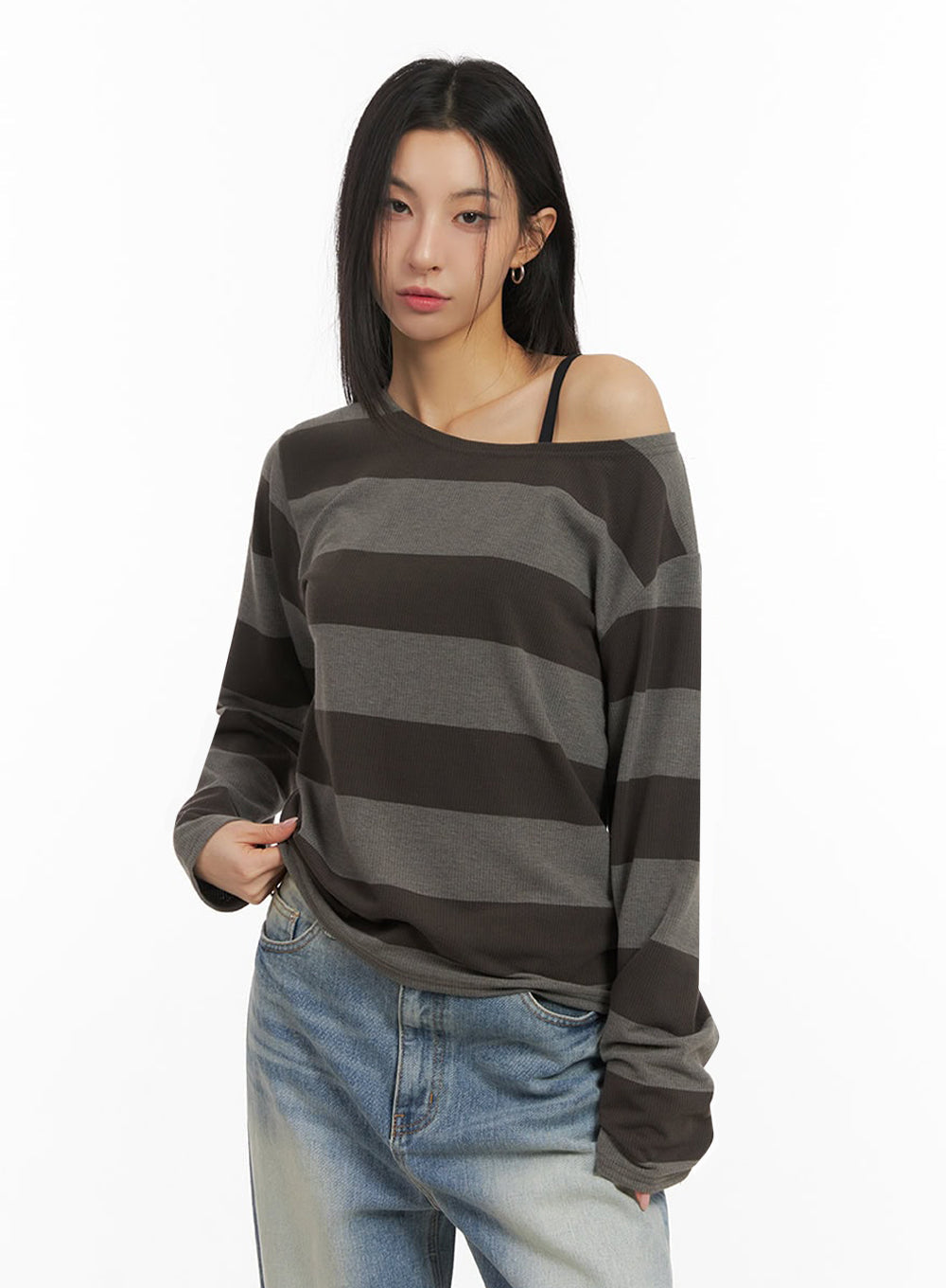 One-Shoulder Striped Top ID431