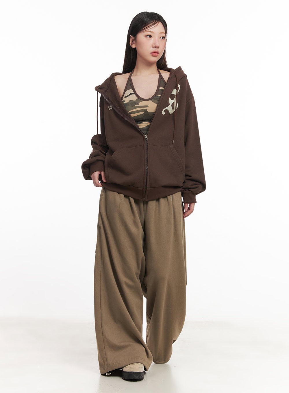 Graphic Oversize Zip-Up Hooded Jacket IM528