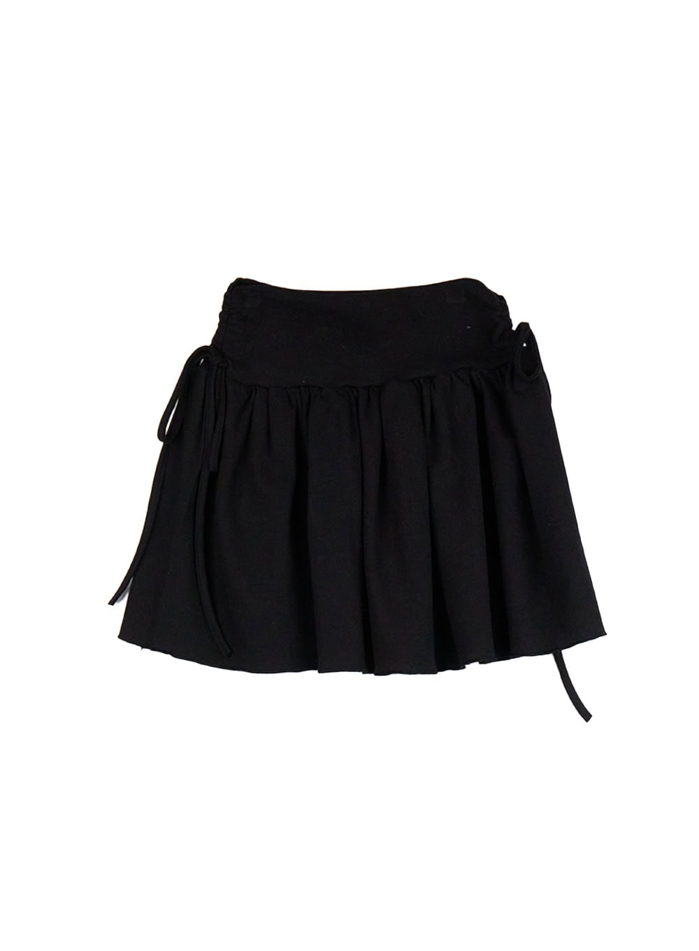 Ribbon-Tie Shirred Mini Skirt IF505