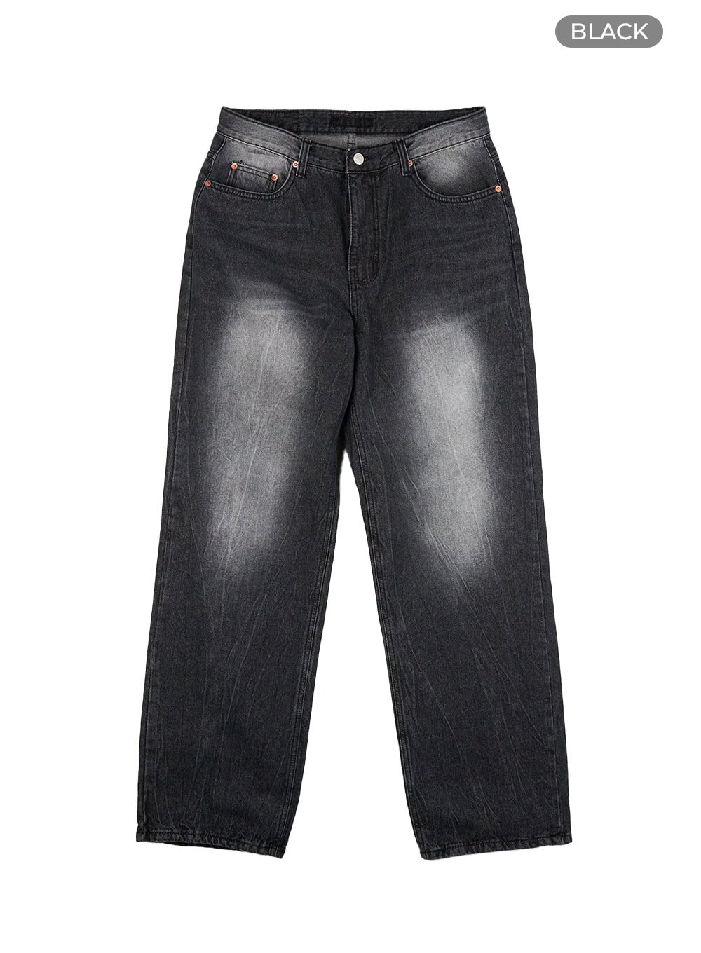 Men's Washed Black Denim Wide Jeans IS413