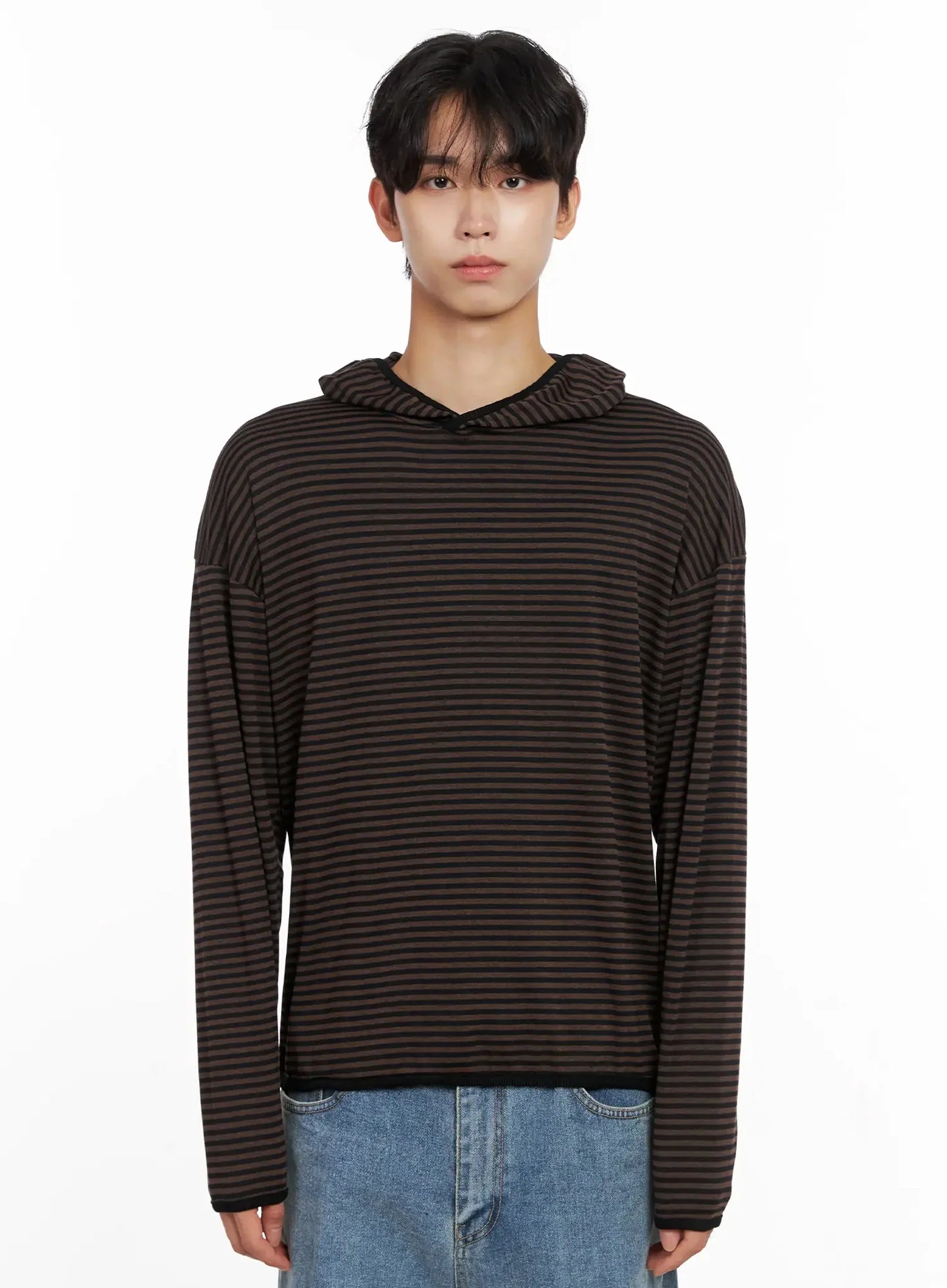 Men's Striped Hooded Long Sleeve IO517