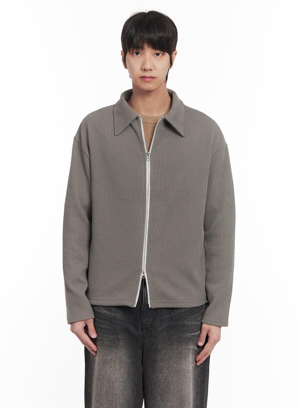 Men's Zip-Up Collared Cardigan Jacket IM518