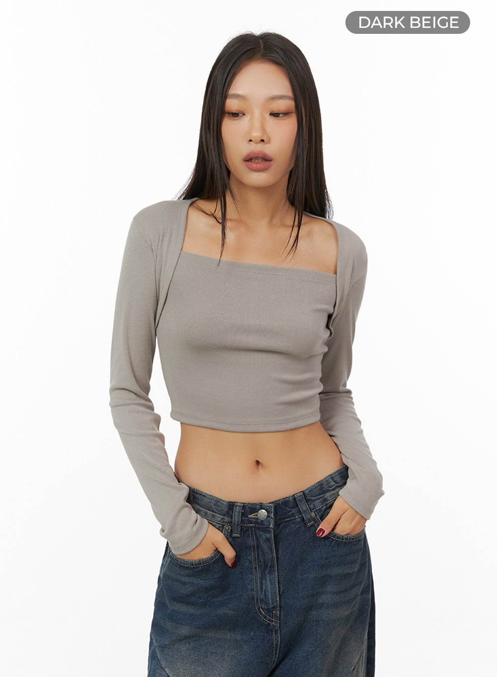 Square Neck Bolero-Style Slim Fit Crop Top IS427