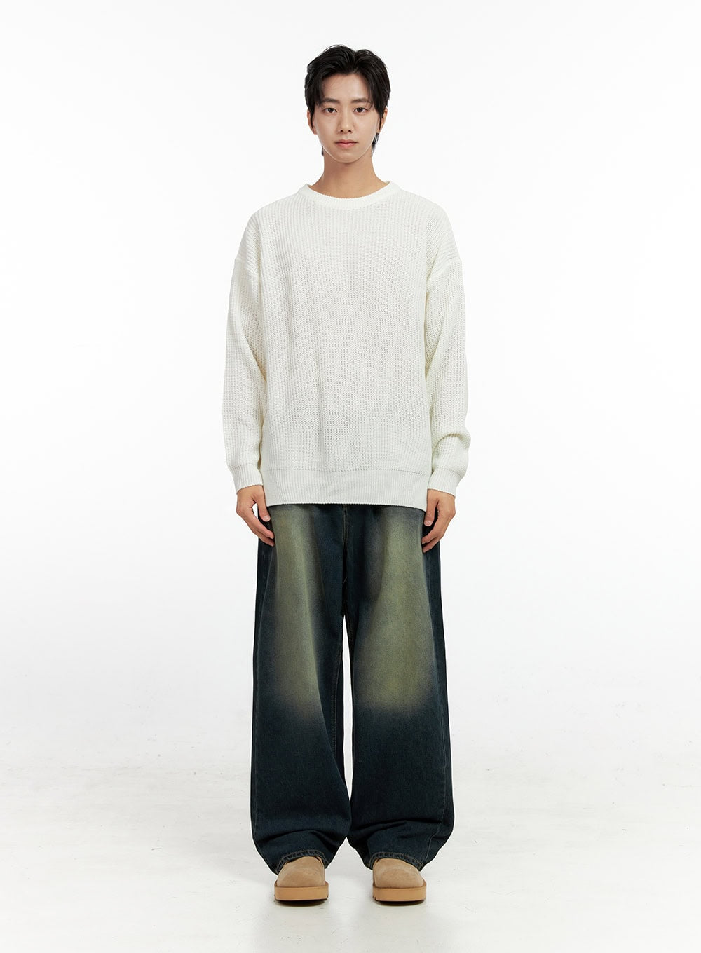 Men's Vintage Wash Wide-Leg Jeans IN411