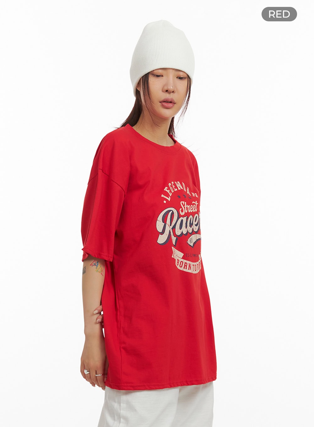 Oversize Graphic Lettering Tee IY410