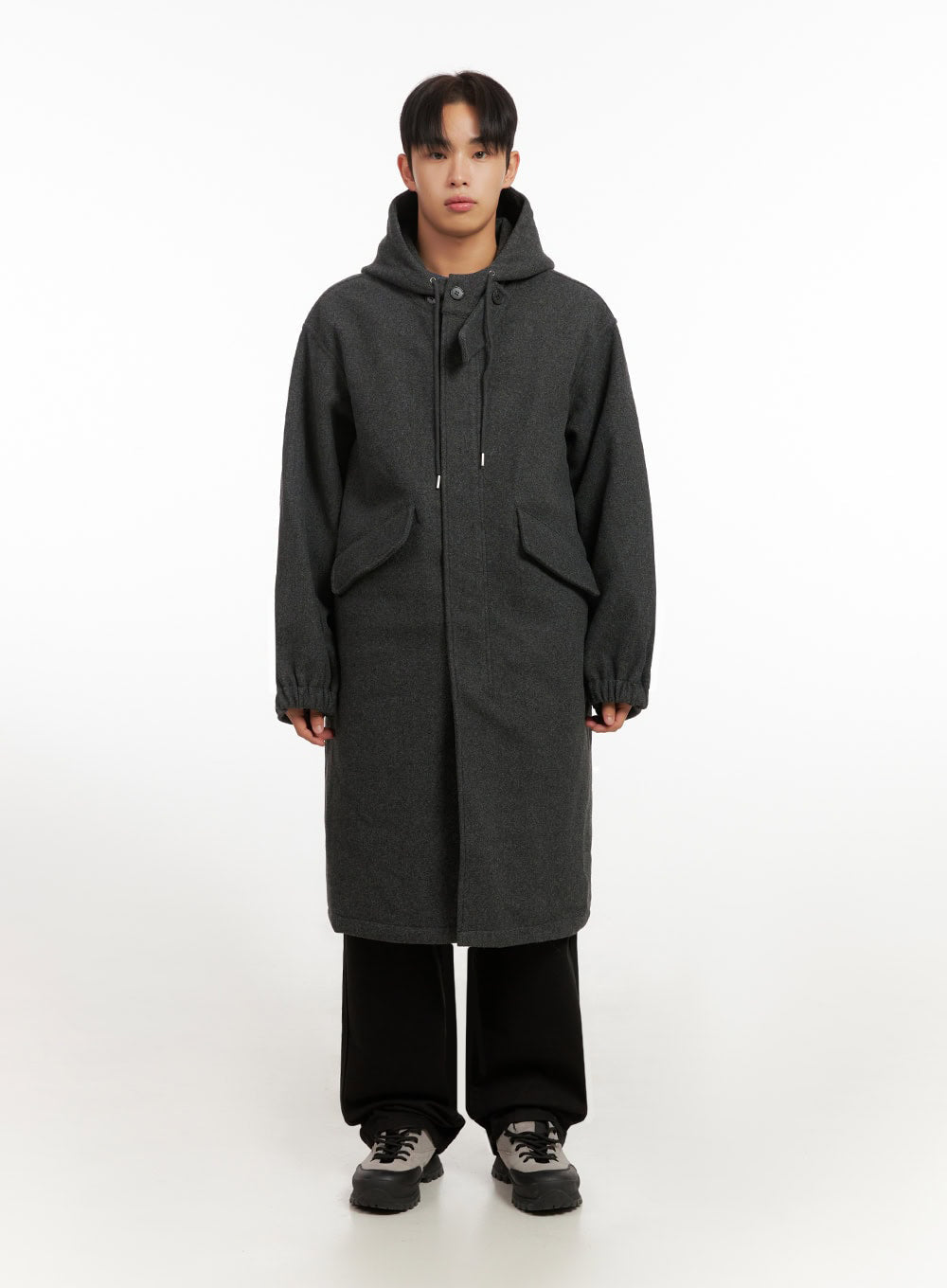 Men's Warm Wool Zip-Up Hooded Coat ID413